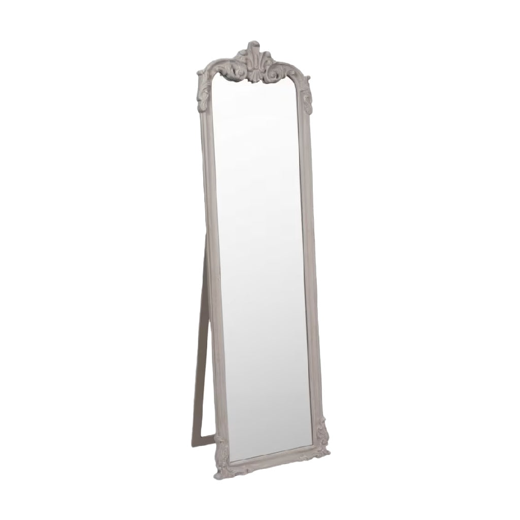 Miroir corporel sur pied avec cadre sculpté à la française