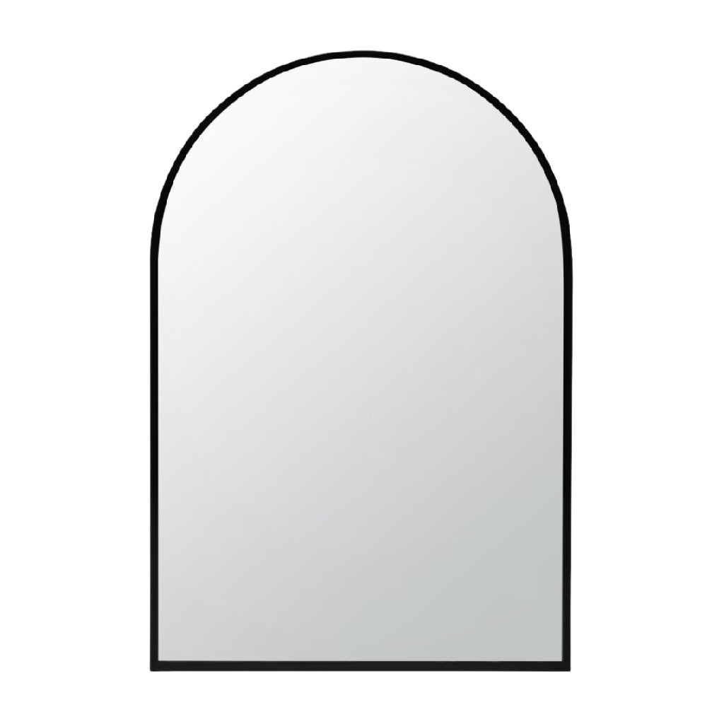 Miroir corporel avec cadre noir et forme arquée