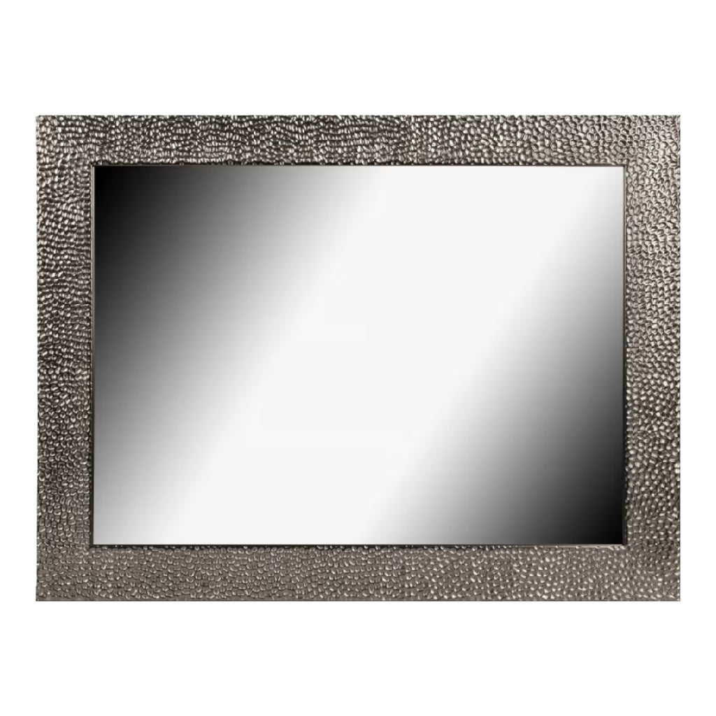 Miroir avec cadre métallique texturé argenté