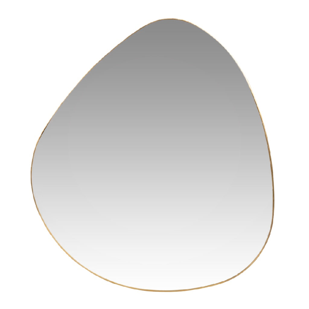 Miroir avec bordure en métal doré et forme irrégulière