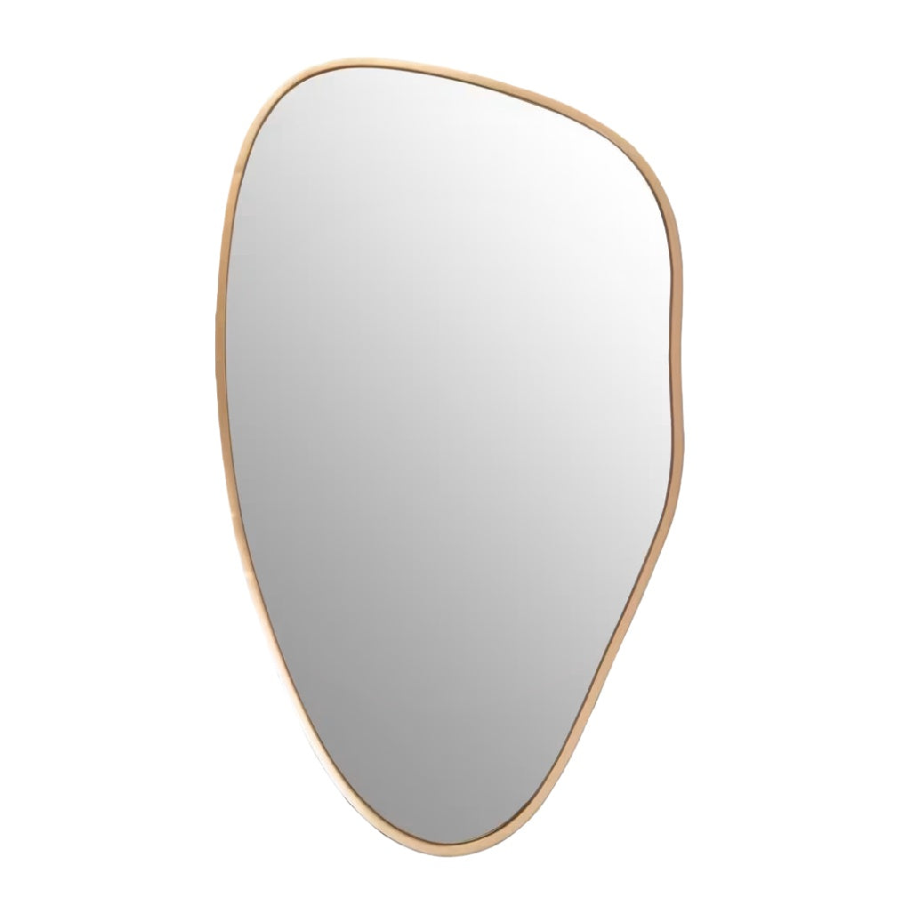 Miroir pleine longueur avec bordure en bois et forme irrégulière